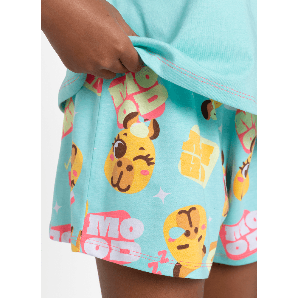 Pijama Manga Curta Algodão Menina Teen Capy Bora - 4