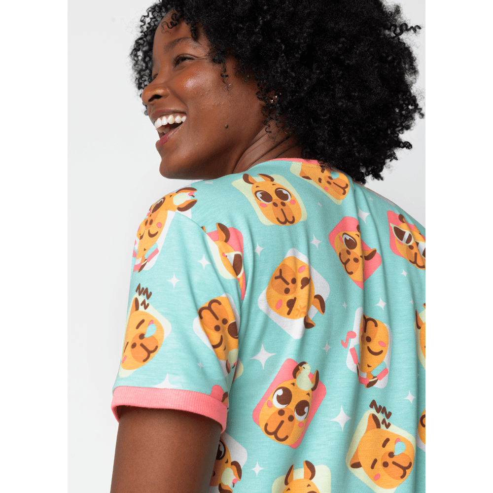 Pijama Manga Curta Viscolycra Feminino Capy Bora - 3