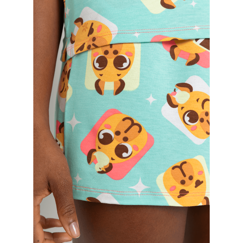 Pijama Manga Curta Viscolycra Feminino Capy Bora - 4