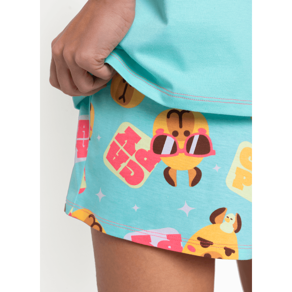 Pijama Manga Curta Algodão Feminino Capy Bora - 3