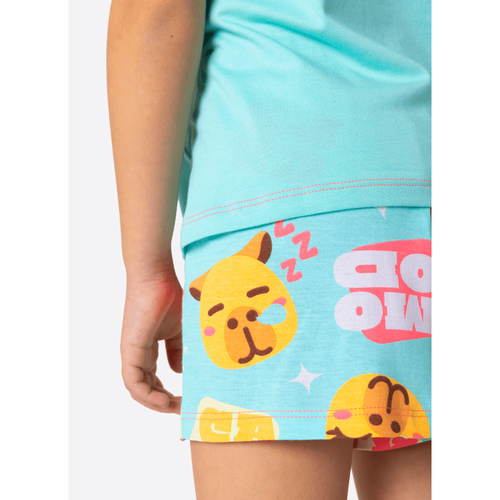 Pijama Manga Curta Algodão Menina Capy Bora - 4