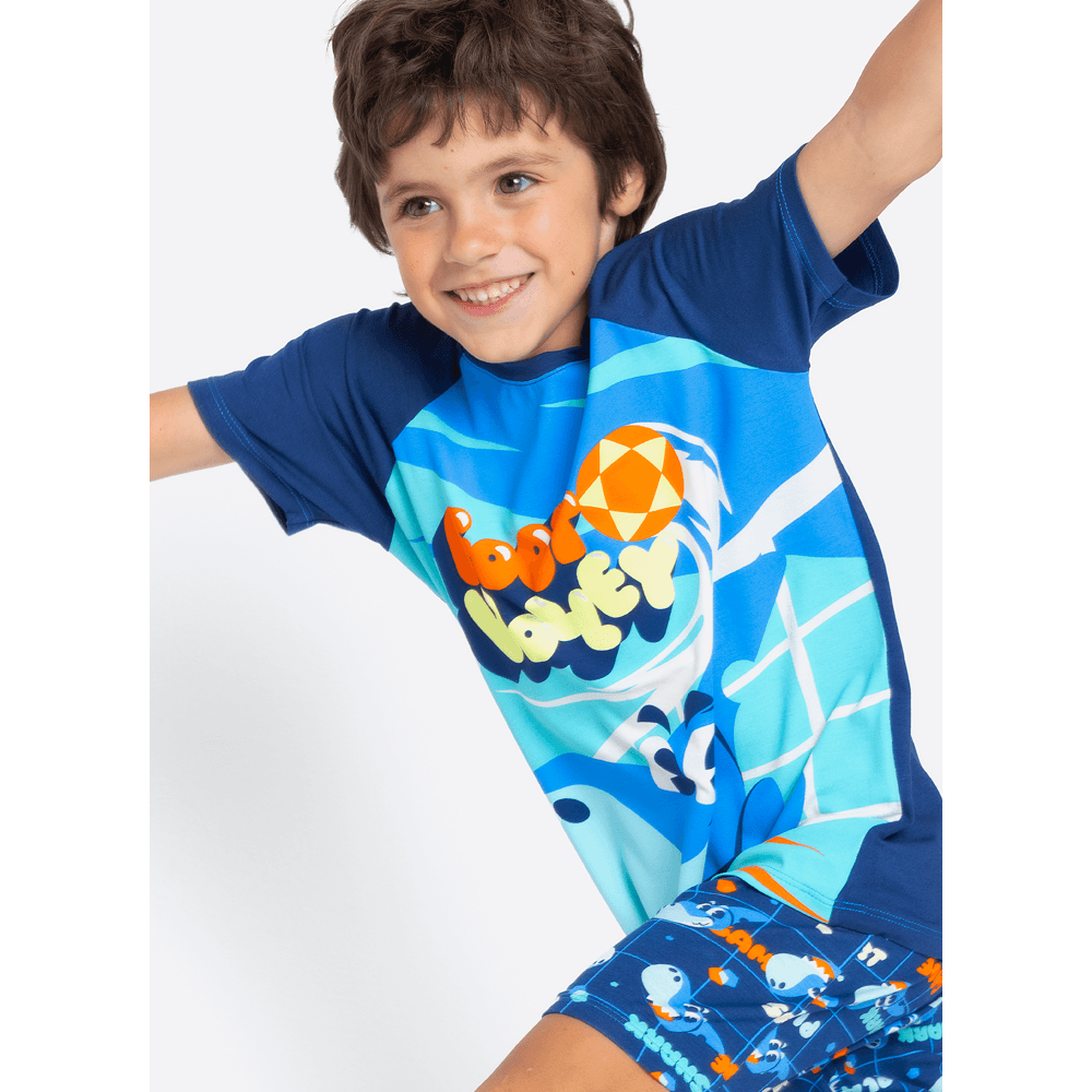 Pijama Manga Curta Viscolycra Menino Tubarão Futevôlei - 4