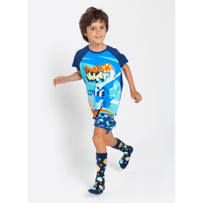 Pijama Manga Curta Viscolycra Menino Tubarão Futevôlei