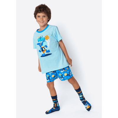Pijama Manga Curta Algodão Menino Tubarão Futevôlei