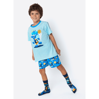 Pijama Manga Curta Algodão Menino Tubarão Futevôlei - 1