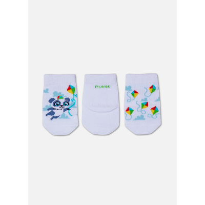 Kit com 3 Meias Cano Curto Bebê Menino Panda