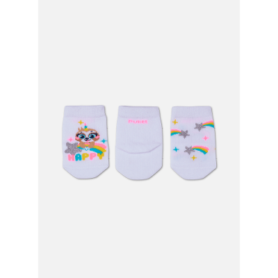 Kit com 3 meias Bebê RN Menina Preguiça