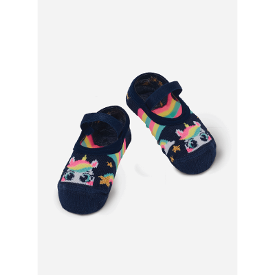 Meia Sapatilha Bebê RN Menina Unicórnio Arco-íris
