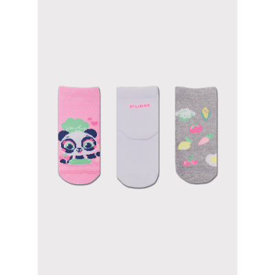 Kit com 3 Meias Bebê Menina Panda