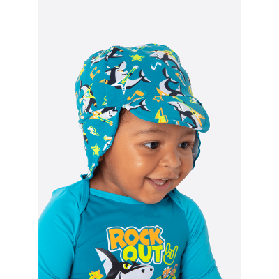 Chapéu com Proteção Solar Bebê Menino Tubarão Music