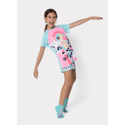 Pijama Manga Curta Viscolycra Menina Teen Multibichos BFF