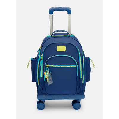 Mochila com Rodinha 360 Azul Marinho e Amarelo
