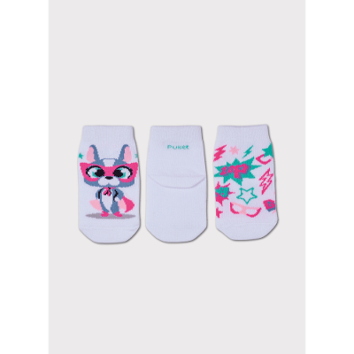 Kit com 3 Meias Soquete Bebê Menina Cachorro