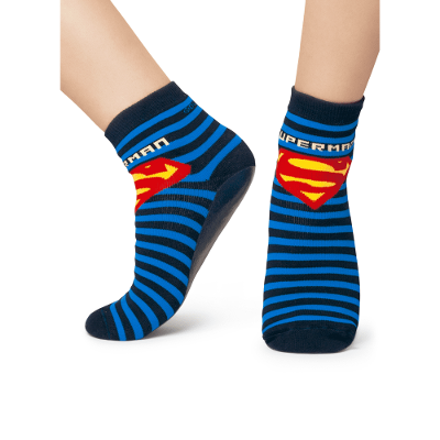 Meia Menino Soquete com sola Emborrachada Superman