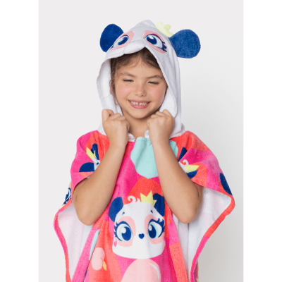 Poncho de Praia Menina Panda Romântico