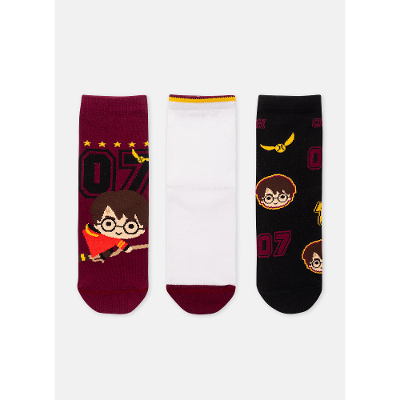 Kit com 3 Meias Soquete Kids Harry Potter