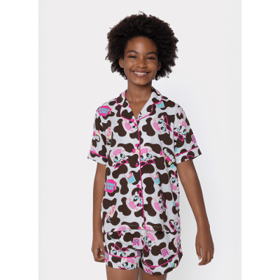 Pijama Manga Curta Viscose Menina Teen Vaca Summer
