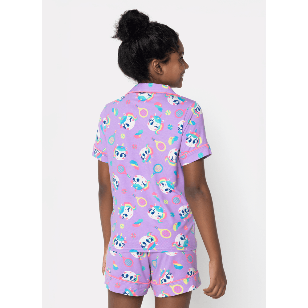 Pijama Manga Curta Viscose Menina Teen Unicórnio Tênis - 3