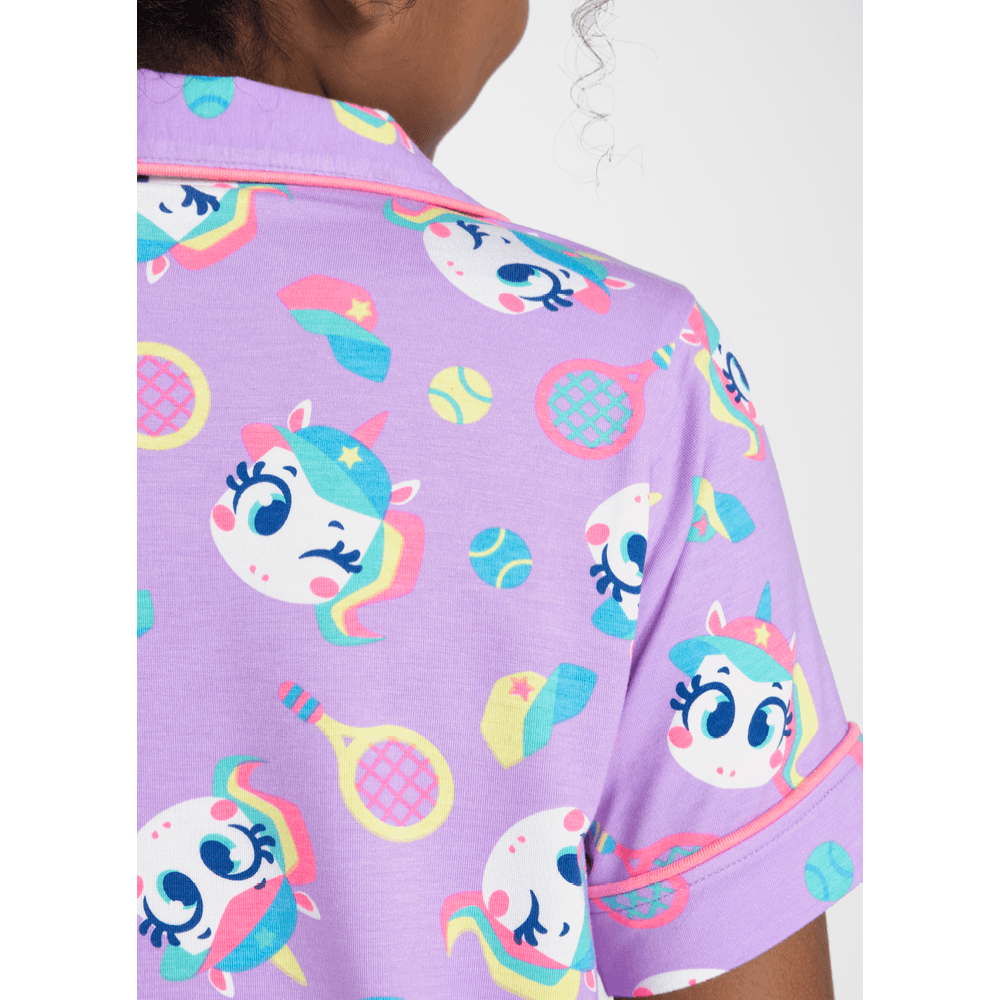 Pijama Manga Curta Viscose Menina Teen Unicórnio Tênis - 4