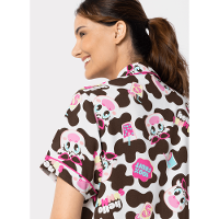 Pijama Manga Curta Viscose Feminino Vaca Summer - 3