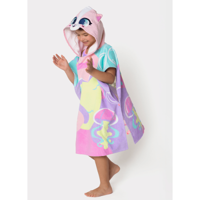 Poncho de Praia Menina Gata Sereia