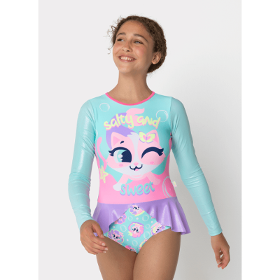 Maio Manga Longa Menina Teen Gata Sereia