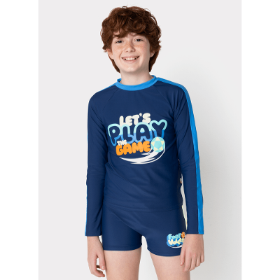 Camiseta Manga Longa com Proteção Solar Menino Teen Tubarão Futevôlei