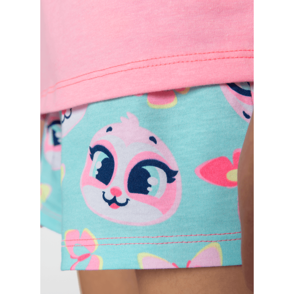 Pijama Manga Curta Algodão Menina Preguiça Picnic - 4