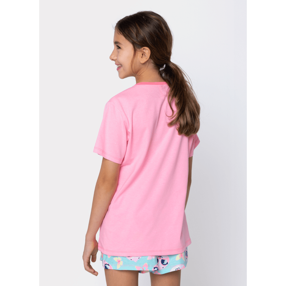 Pijama Manga Curta Algodão Menina Teen Preguiça Picnic - 1