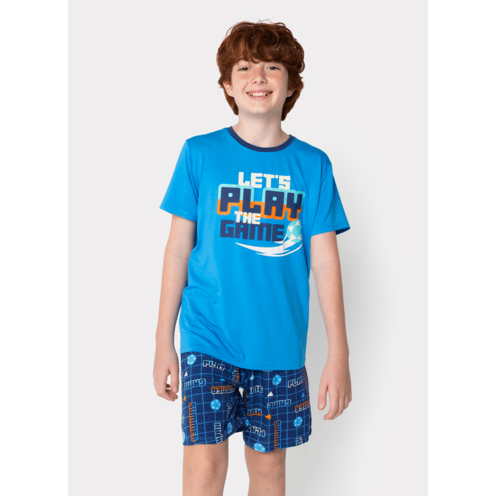 Pijama Manga Curta Viscolycra Menino Teen Tubarão Futevôlei - 1