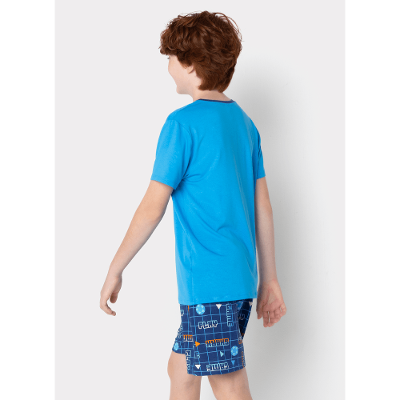 Pijama Manga Curta Viscolycra Menino Teen Tubarão Futevôlei