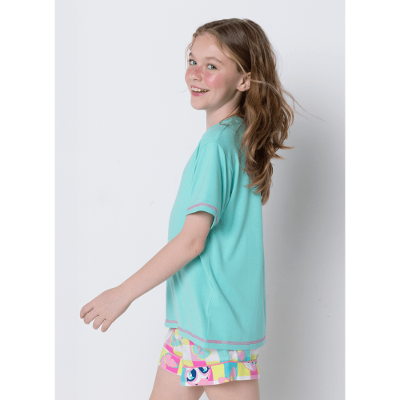 Pijama Manga Curta Viscolycra Menina Teen Preguiça Picnic