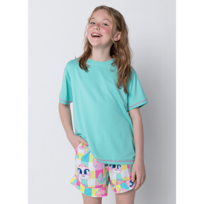 Pijama Manga Curta Viscolycra Menina Teen Preguiça Picnic