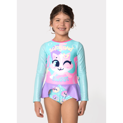 Maio Manga Longa Menina Gata Sereia