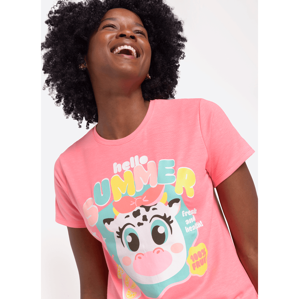 Pijama Manga Curta Viscolycra Feminino Vaca Summer - 3