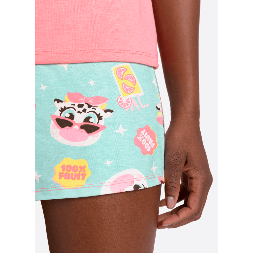 Pijama Manga Curta Viscolycra Feminino Vaca Summer - 4