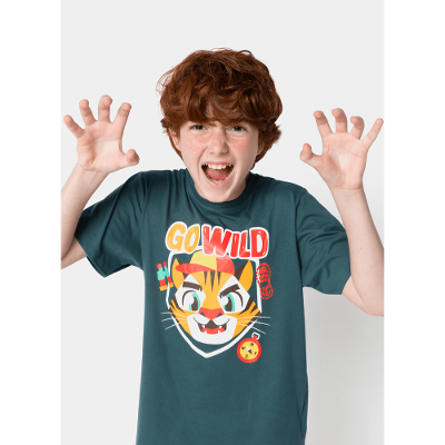 Pijama Manga Curta Algodão Menino Teen Tigre Camping