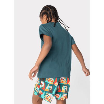 Pijama Manga Curta Algodão Menino Tigre Camping