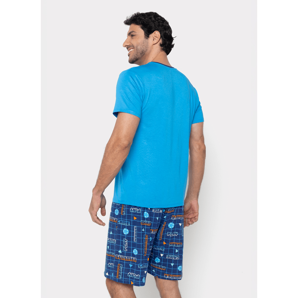 Pijama Manga Curta Viscolycra Masculino Tubarão Futevôlei - 3