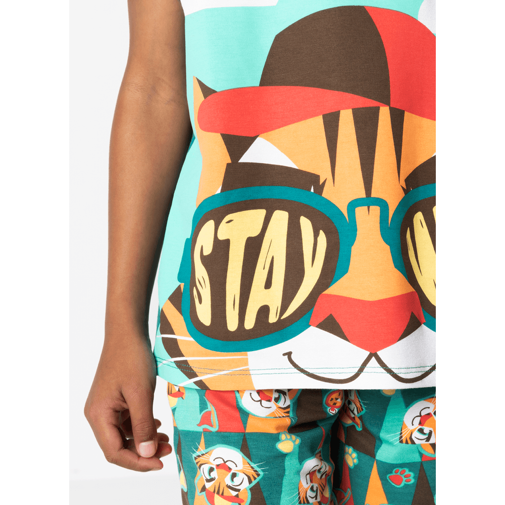 Pijama Manga Curta Viscolycra Menino Tigre Camping - 5