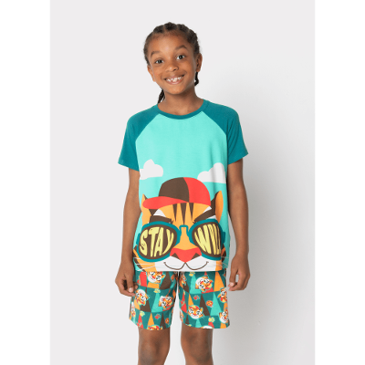 Pijama Manga Curta Viscolycra Menino Tigre Camping