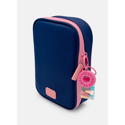 Estojo Grande Azul Marinho e Rosa