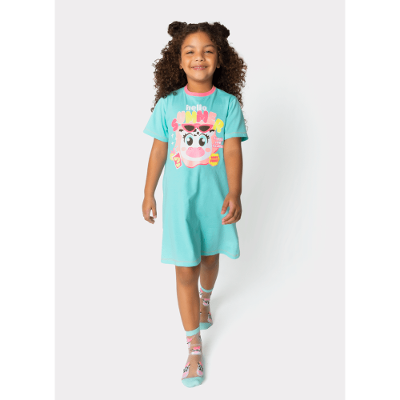 Camisola Manga Curta Algodão Menina Vaca Summer