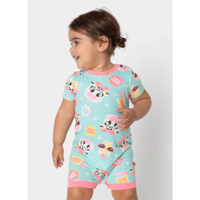 Macacão Manga Curta Viscolycra Bebê Menina Vaca Summer