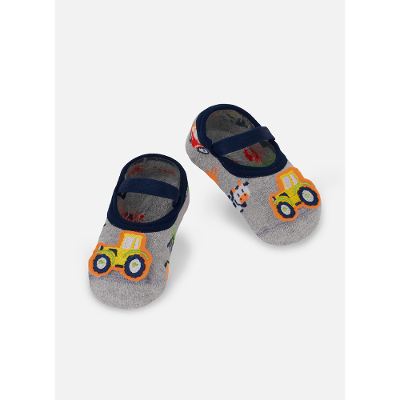 Meia Sapatilha Antiderrapante Bebê Menino Fazenda