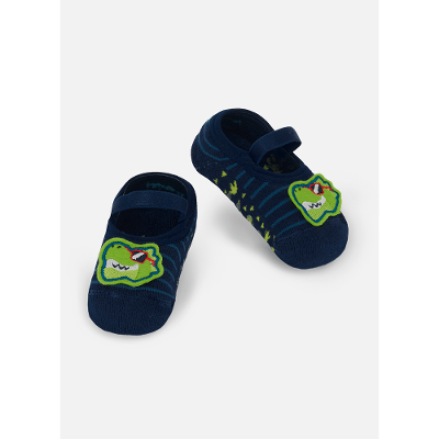 Meia Sapatilha Antiderrapante Bebê Menino com Aplique Dino