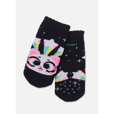 Meia Soquete Antiderrapante Bebê Menina Panda