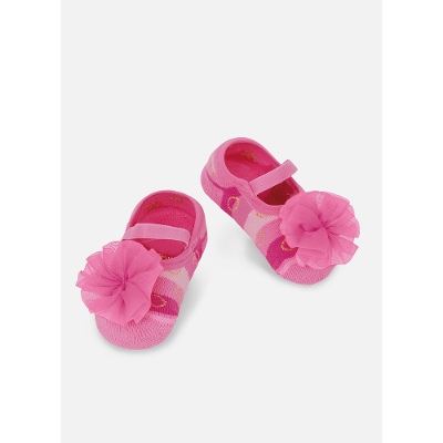 Meia Sapatilha Antiderrapante Bebê Menina com Aplique Flor