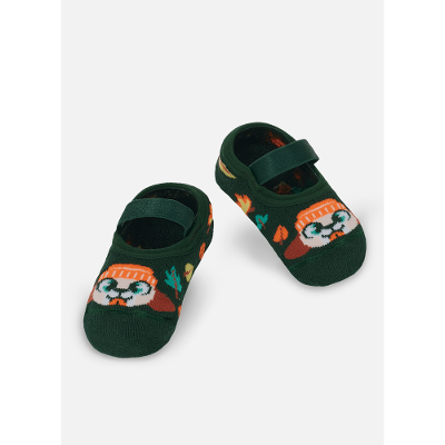 Meia Sapatilha Antiderrapante Bebê Menino Cachorro Camping