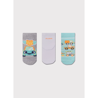 Kit com 3 Meias Bebê Menino Carros